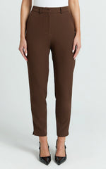 High Waisted Cropped Tailored Chocolate Pants