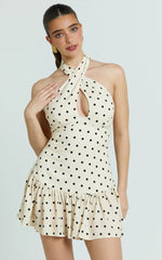 White Mini Keyhole Halter Dress
