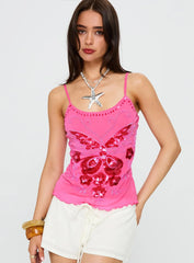 Start Of Summer Sequin Top Pink