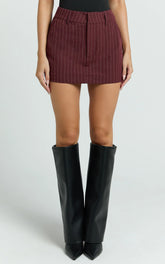 Brown Stripe Pinstripe Skort