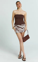 Mini Zebra Suede Low Rise Skirt in Chocolate Zebra