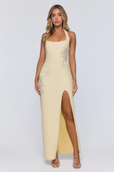 Too Hot To Miss Halter Maxi Dress Yellow