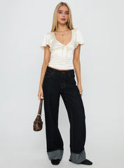 Cream Tie Detail Top