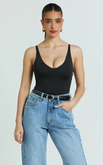 Black V Neck Bodysuit
