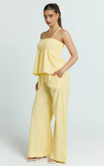 Alma Two Piece Set - Cotton Cami Pant Set in Lemon