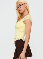 Yellow Lace Detail Top